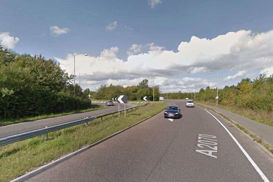 A2070 junction with A2042 where the accident happened. Picture: Google