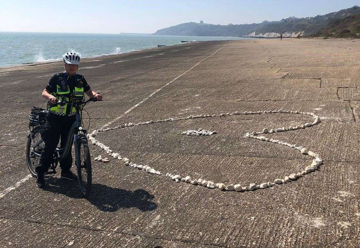 Officers patrolling Folkestone found this natural art. Image: Kent Police Folkestone and Hythe