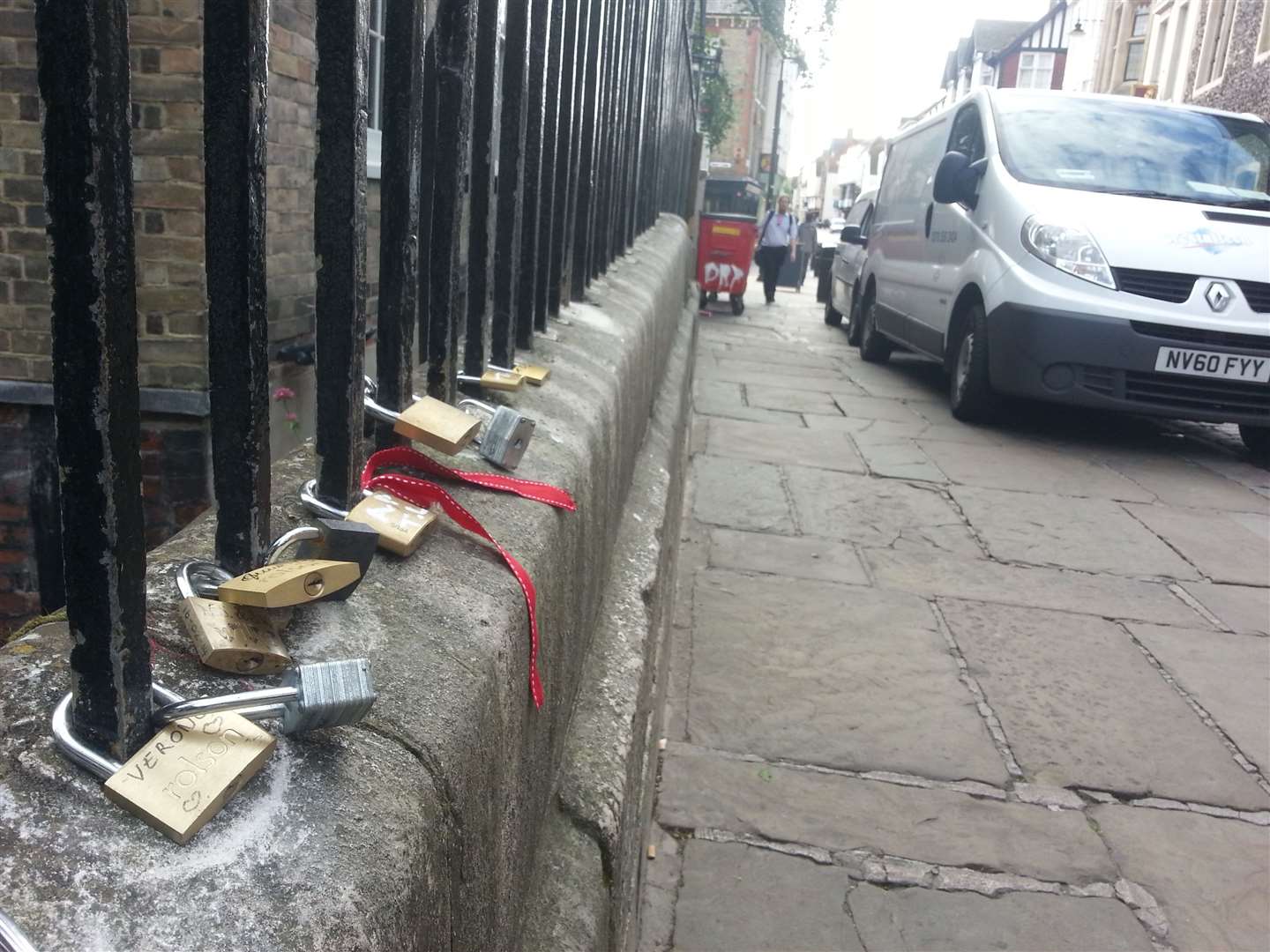 Padlocks attached to the Kings Bridge in Canterbury