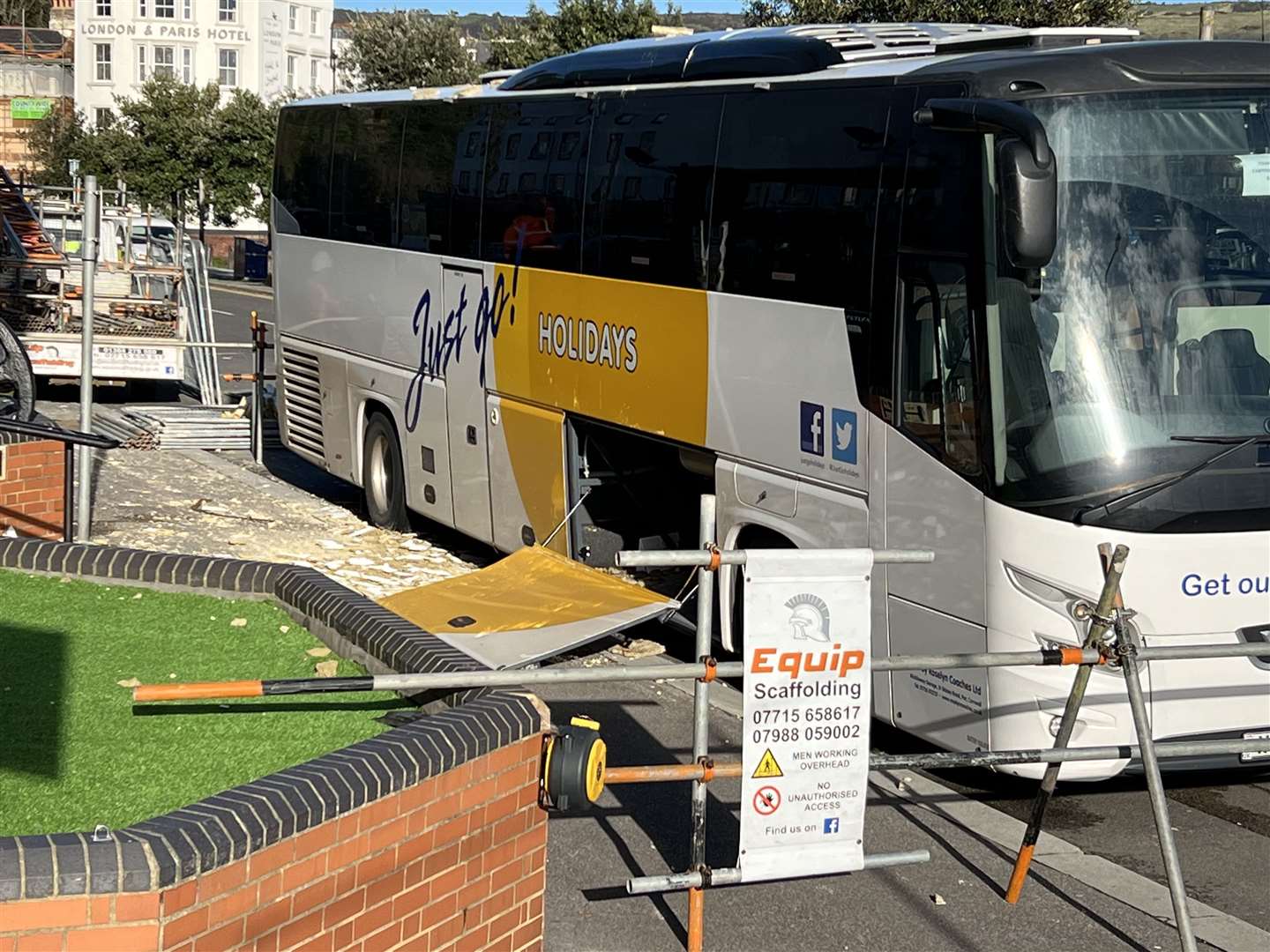 A coach was damaged by falling masonry in November. Picture: Barry Goodwin