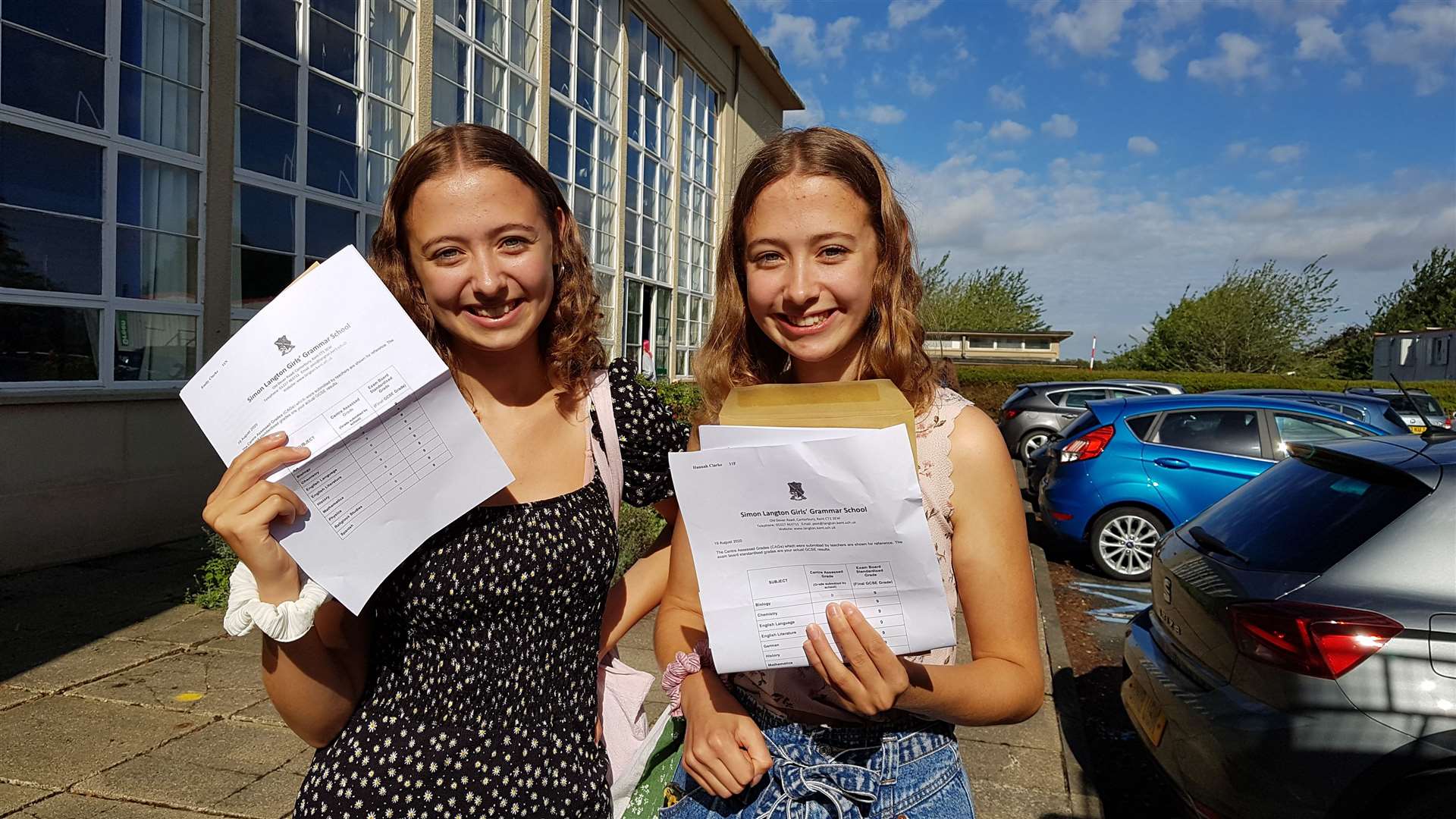 Twins Emily and Hannah Clarke miraculously got the same grades - albeit in different subjects