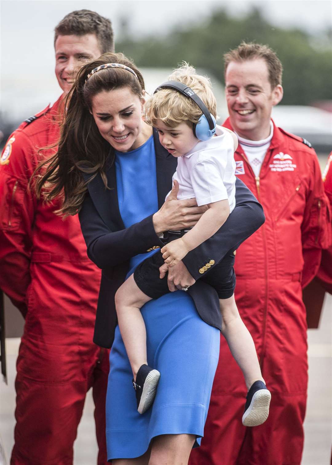 Prince George with his mother the Duchess of Cambridge during his earlier visit to Fairford (Richard Pohle/Times/PA)