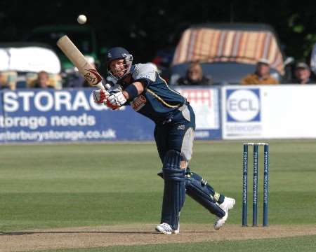 Darren Stevens on his way to his first one-day ton for Kent. Picture: BARRY GOODWIN