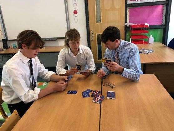 Students with Patch Fordham playing The Brexit Game