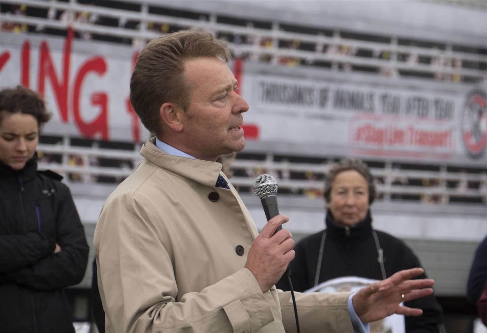 Craig Mackinlay at a stop live exports rally in Ramsgate