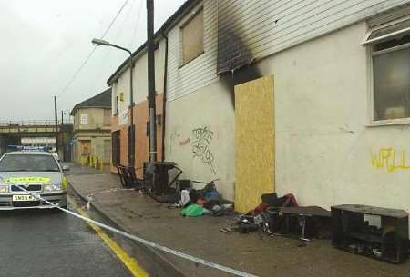 Police at the scene of the blaze. Picture: BARRY CRAYFORD
