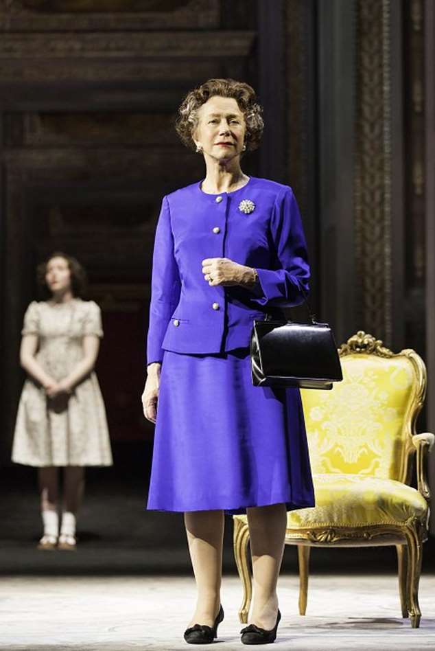 Young Elizabeth played by Bebe Cave and Queen Elizabeth II played by Helen Mirren in The Audience