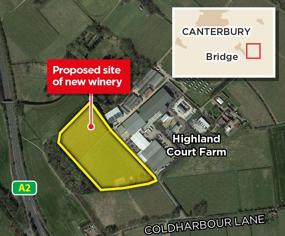 The proposed location of the Chapel Down winery at Canterbury Business Park