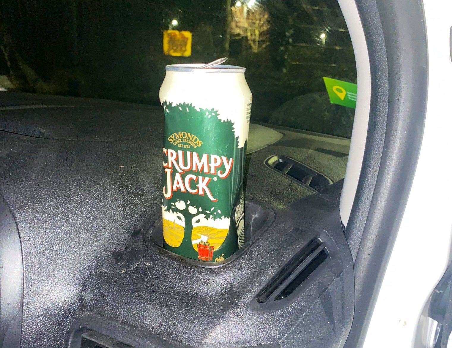 A driver on the A2 near Gravesend was stopped by police after seeing him drinking cider behind the wheel. Picture: Kent Police