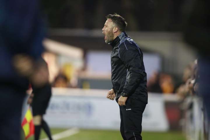 Jay Saunders tries to get Maidstone going Picture: Martin Apps