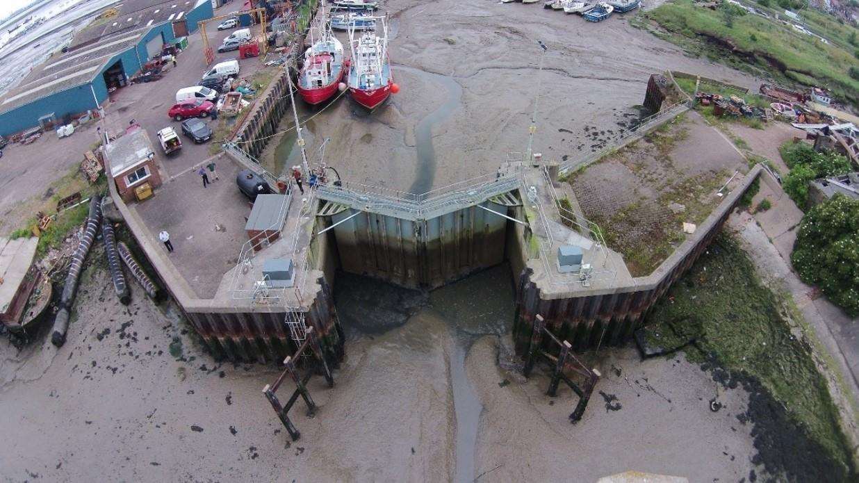 Before: Queenborough harbour gate taken from the Swale. Picture: Environment Agency