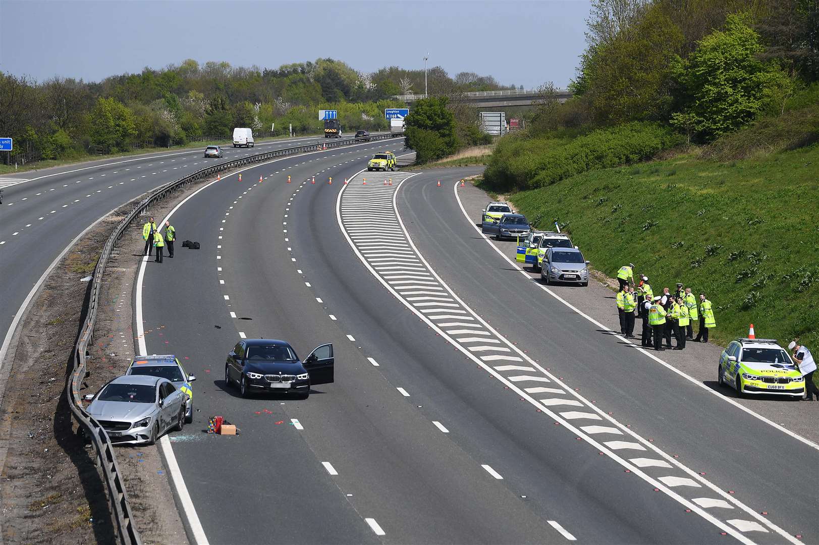 The scene of a crash on the southbound M11 near Chigwell (Victoria Jones/PA)