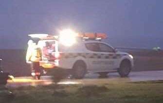 An emergency vehicle at the scene. Picture: Mark Bollen