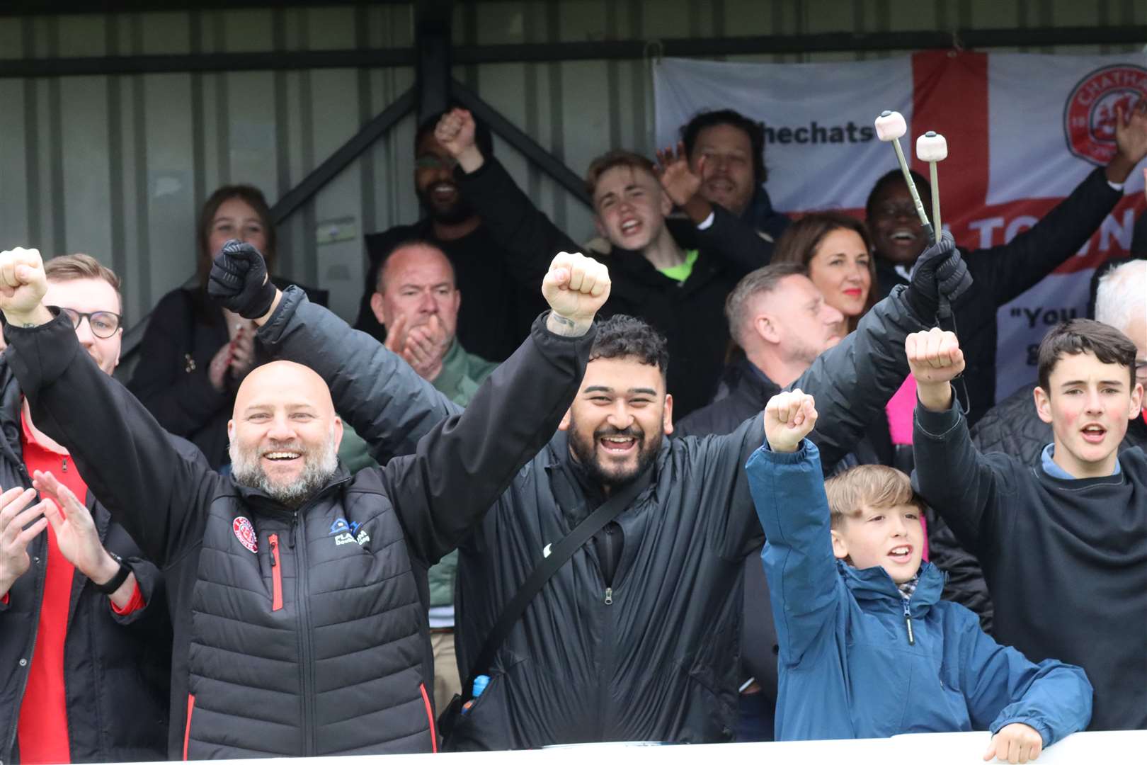 Chatham Town fans enjoying themselves at Enfield Town on Saturday Picture: Max English @max_ePhotos