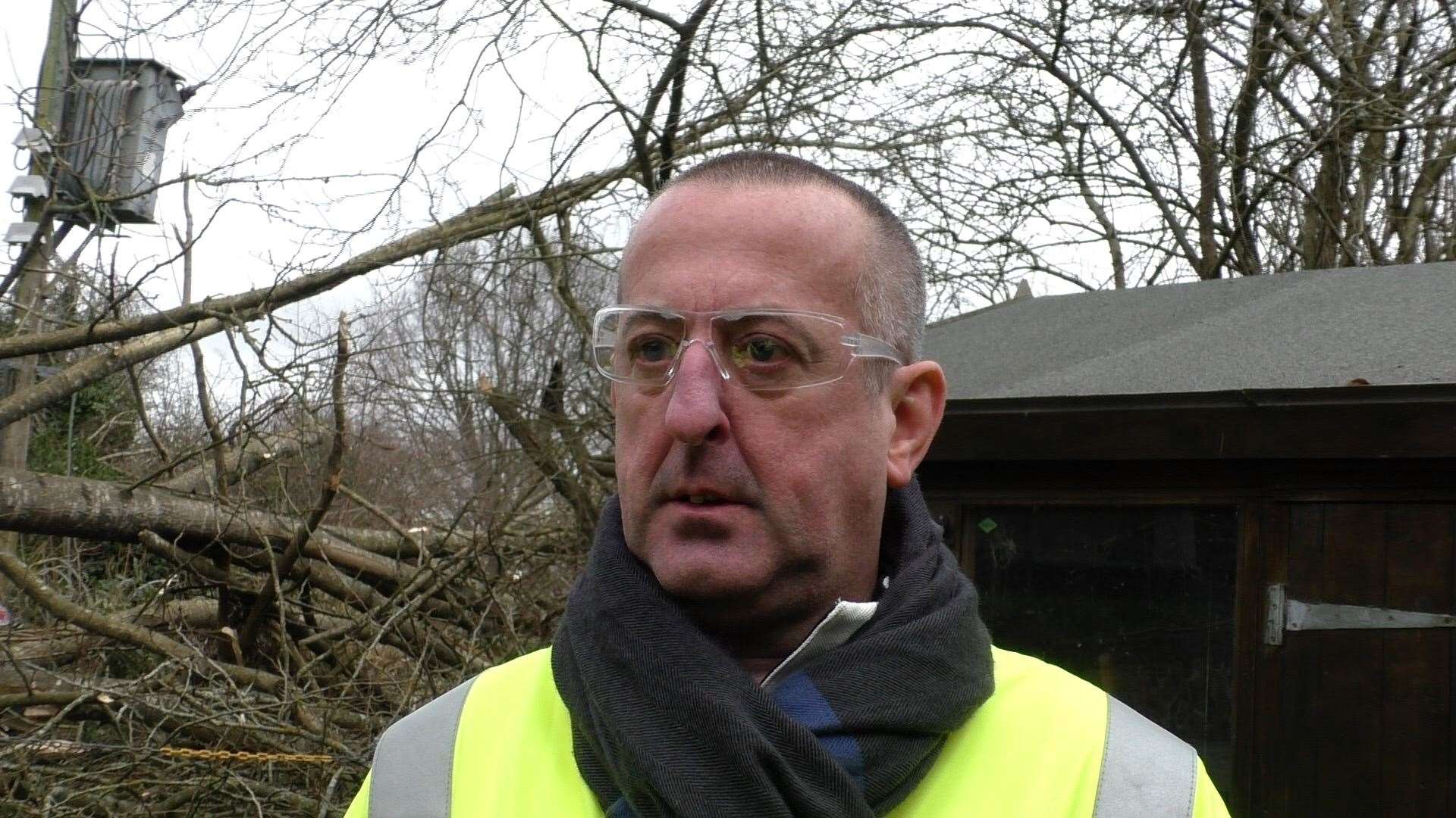 David Thomas was shocked to find that two trees in his garden had pulled their power lines down