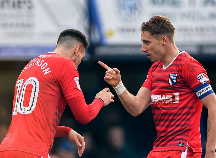 Conor Wilkinson and Lee Martin both claimed Gillingham's second goal Picture: Ady Kerry