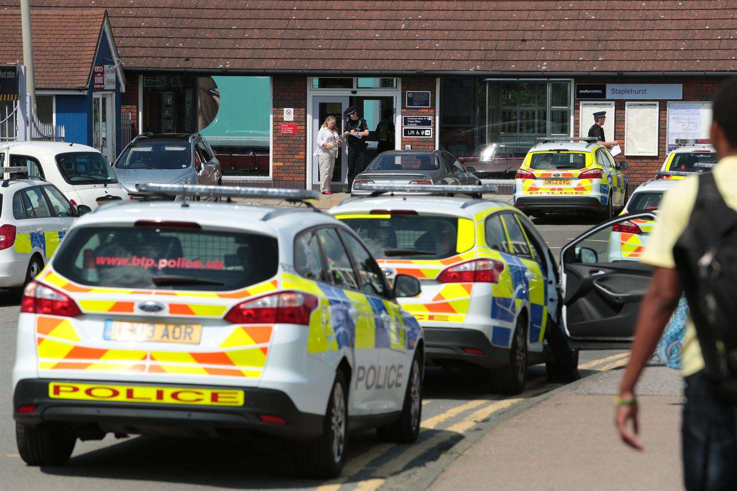 Emergency services at Staplehurst station after Ms Burnham's death. Picture by: Martin Apps