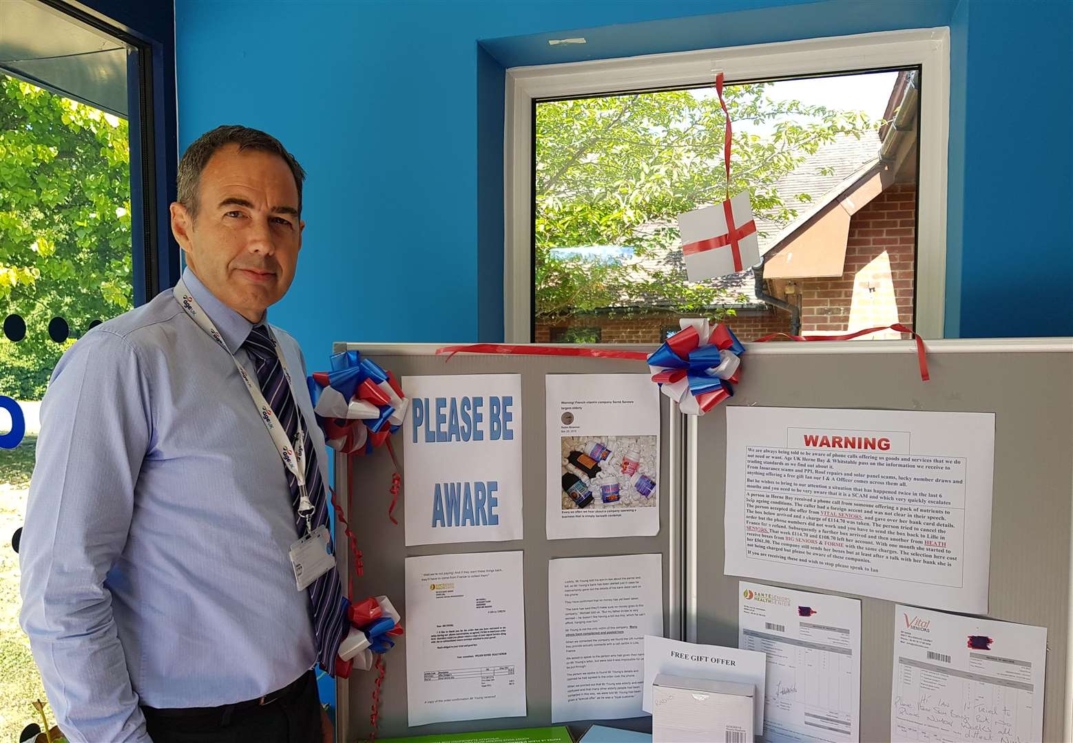 Ian Andrews has put up warning signs at Age UK Herne Bay and Whitstable