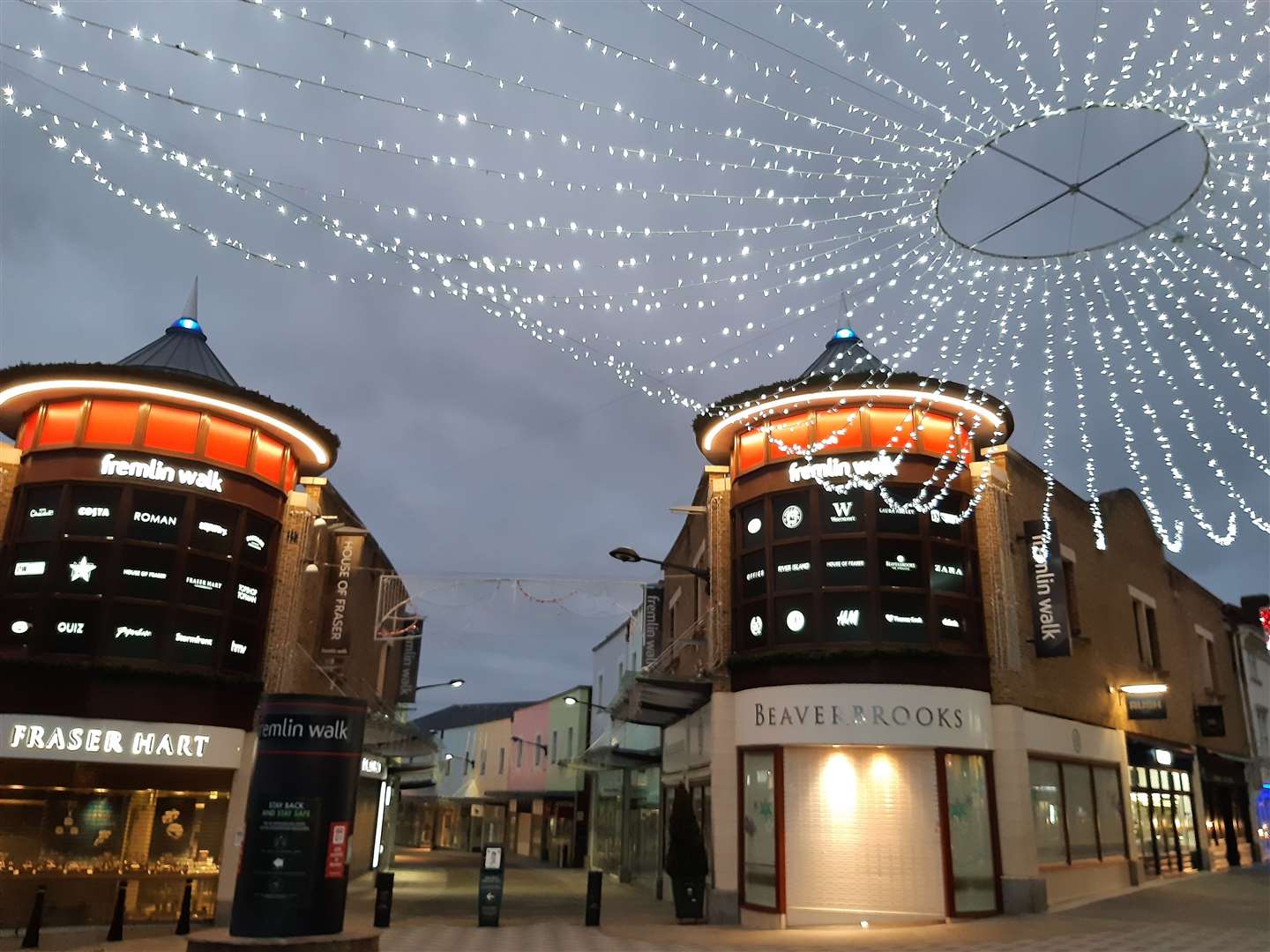Maidstone's Christmas lights at Week Street and Fremlin Walk