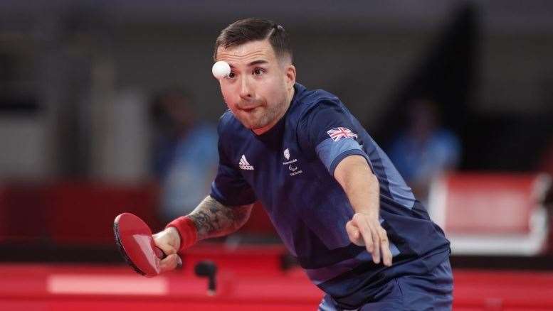 Tunbridge Wells' paralympic table tennis player Will Bayley in action at the Slovenia Para Open in Lasko