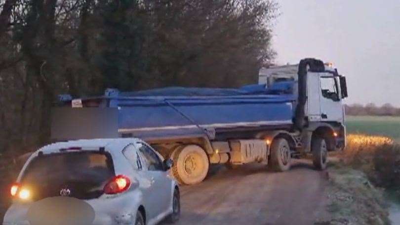 A lorry driver with no number plates was caught on camera by TalkTV at Hoad's Wood, off Bethersden Road, Ashford./ppPicture: Talk Today/TalkTV