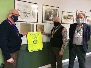 Unveiling the lost and found plaque, from left, are past Dover Rotary president Peter Sherred, current president Tony Cook and Malcolm Stubbersfield of East Kent Hospitals Trust. Picture: Rotary Club of Dover