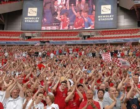 The club is encouraging fans to recreate the sea of red and white on show at Wembley. Picture: Barry Goodwin