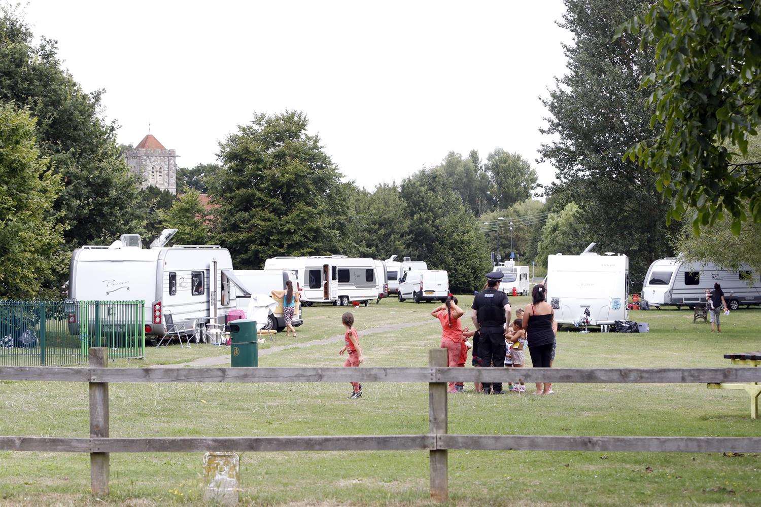 The travellers on the site at Leybourne earlier this week