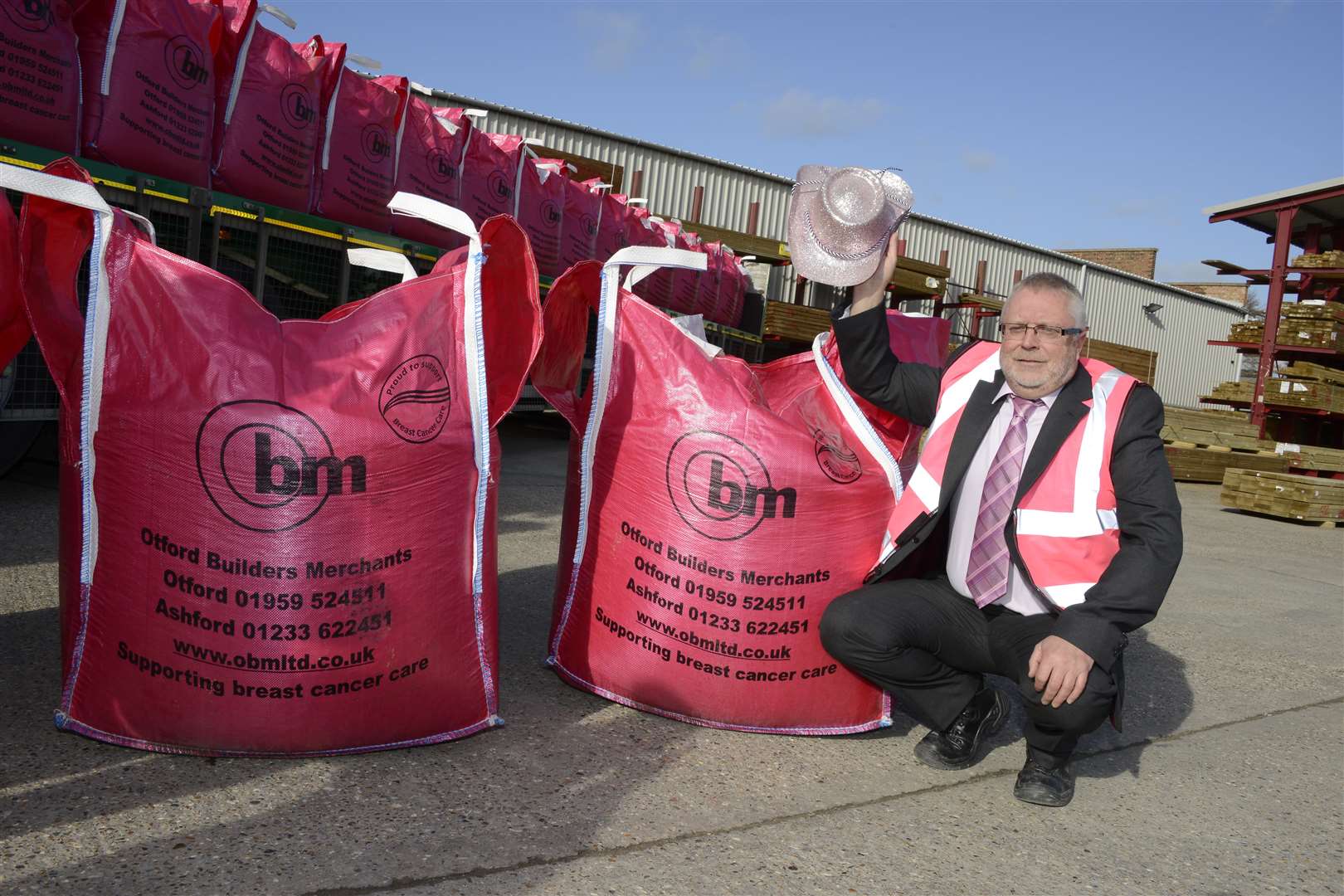 Otford Builders Merchants supported Breast Cancer Awareness with pink bags