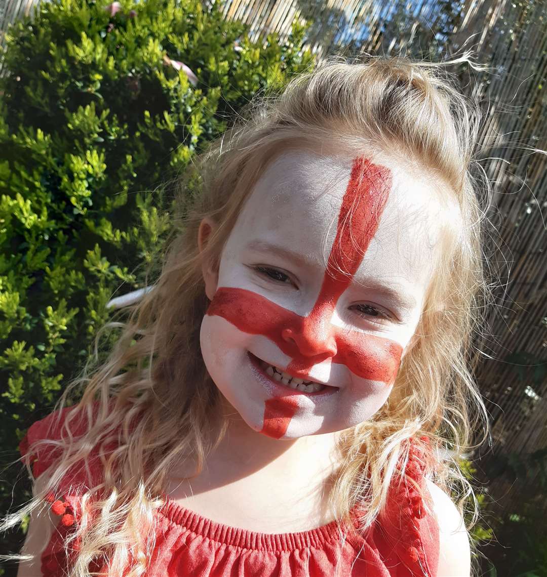 Lyla Gurney, four, celebrates St George's Day