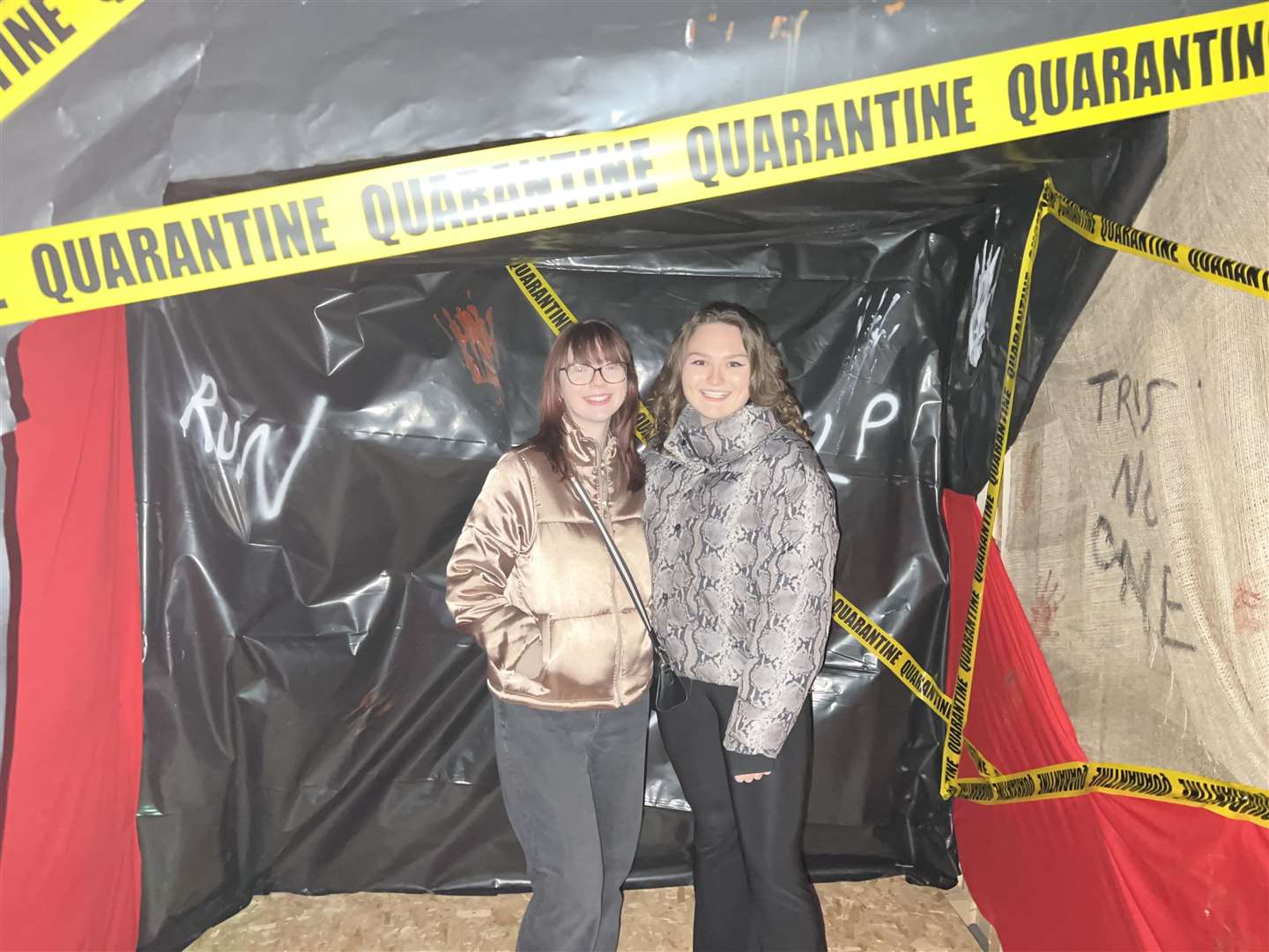 Reporter's Cara Simmonds and Megan Carr after the Dead-End horror maze at Fort Amherst. Picture: Megan Carr