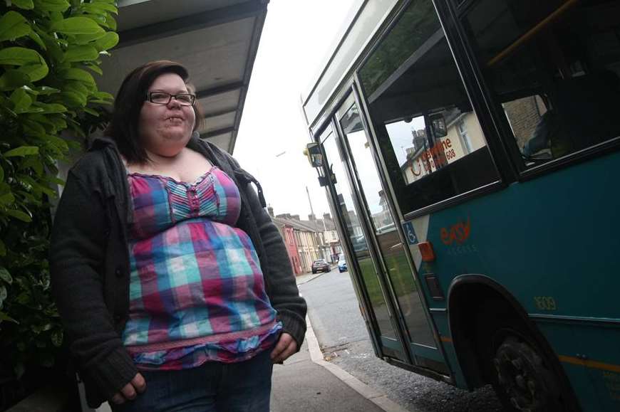 Chloe Hutton was standing at this bus stop when she was approached by a sex pest