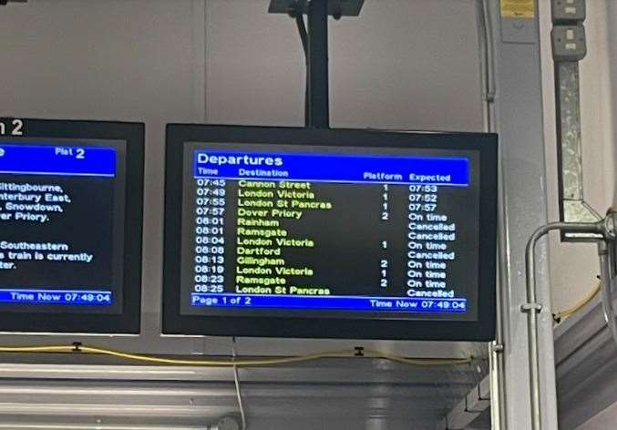 Services heading to the coast have been cancelled. Picture taken at Chatham station