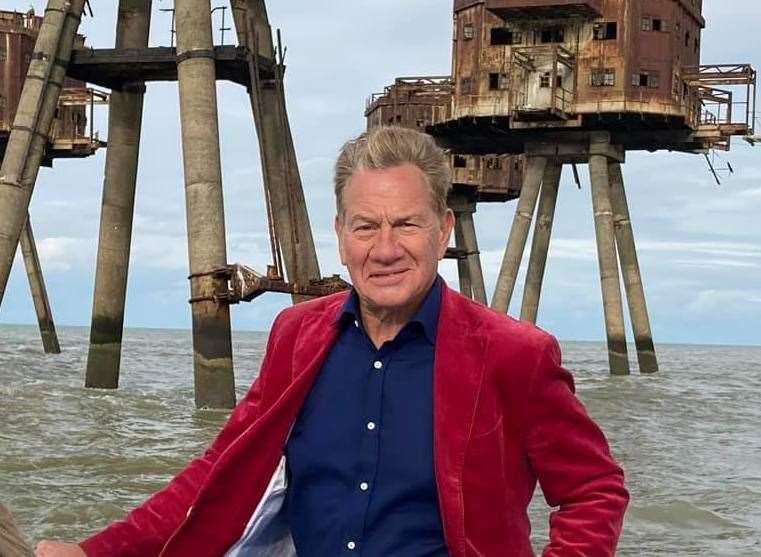 Michael Portillo filming another TV show near the The Second World War Maunsell sea forts in the Thames Estuary