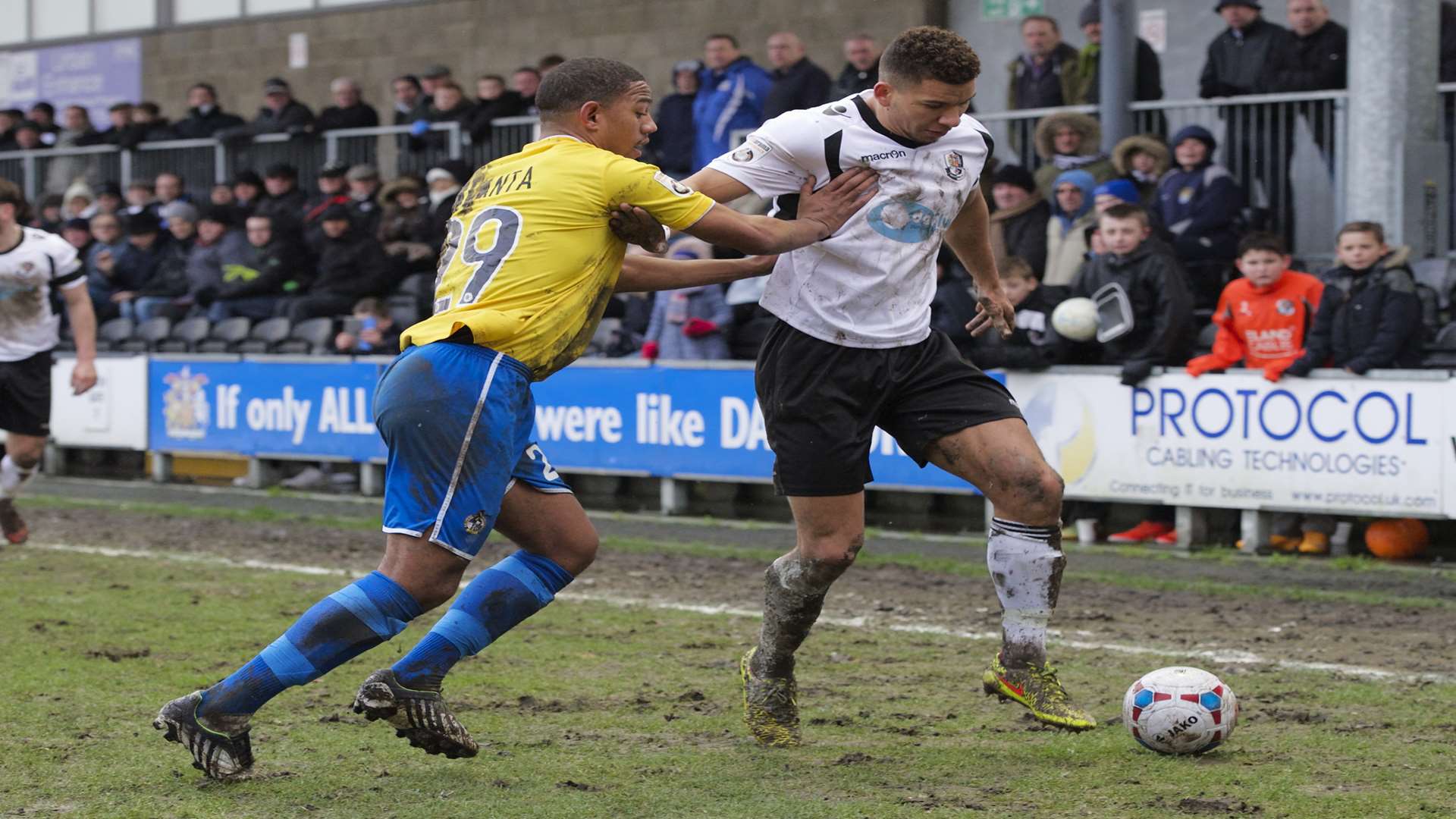 Nathan Green takes on Bristol Rovers substitute Angelo Balanta Picture: Andy Payton