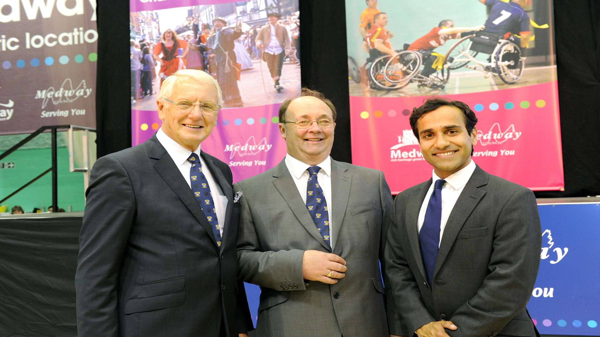 Mike O'Brien, Barry Kemp, Rehman Chishti at the 2015 election count
