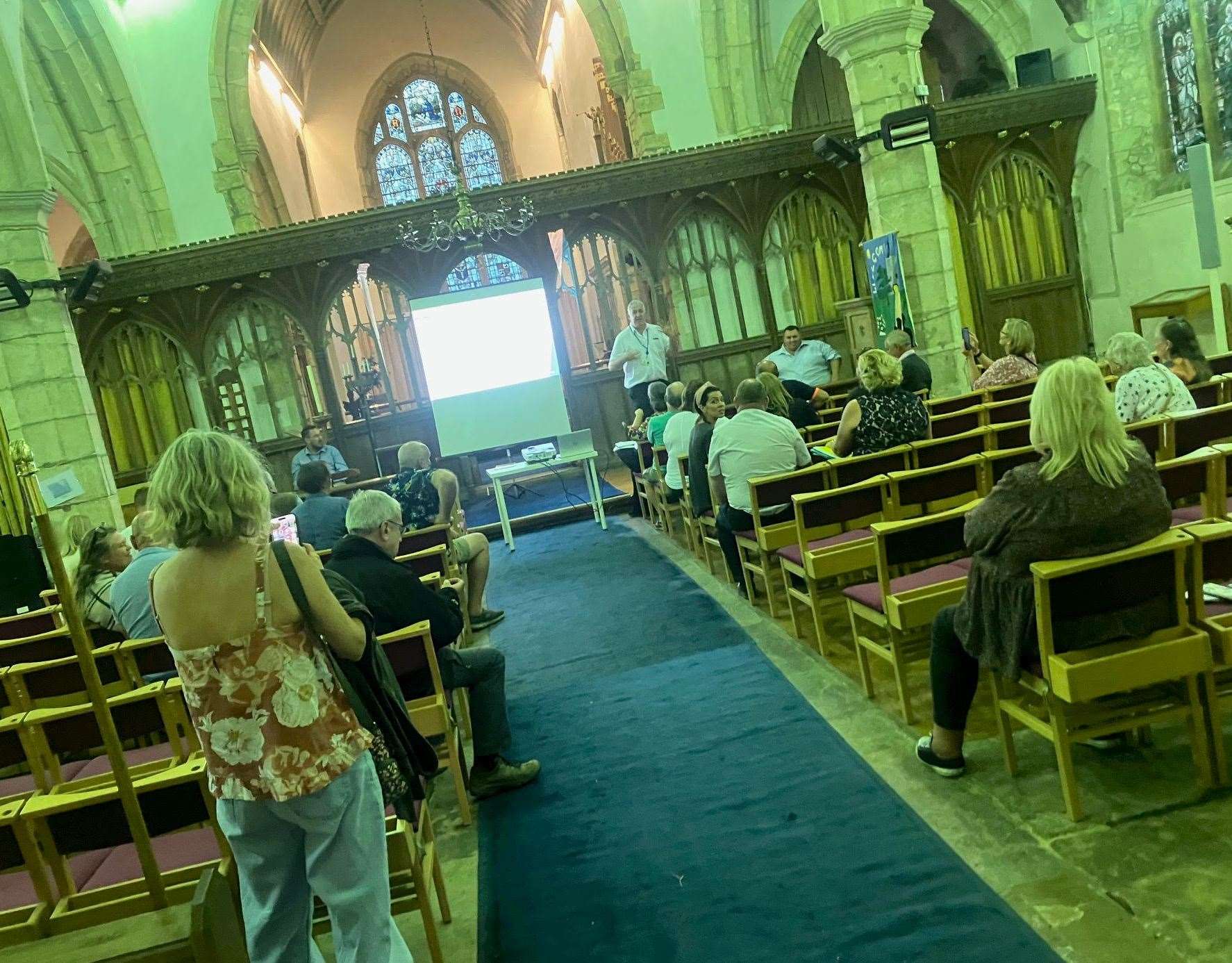 The KCC public meeting on the roadworks in Leeds was held at St Nicholas Church in Leeds