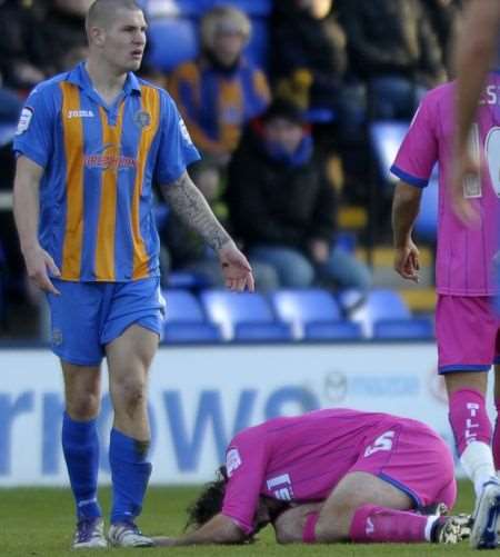 Matt Lawrence fouled by James Collins