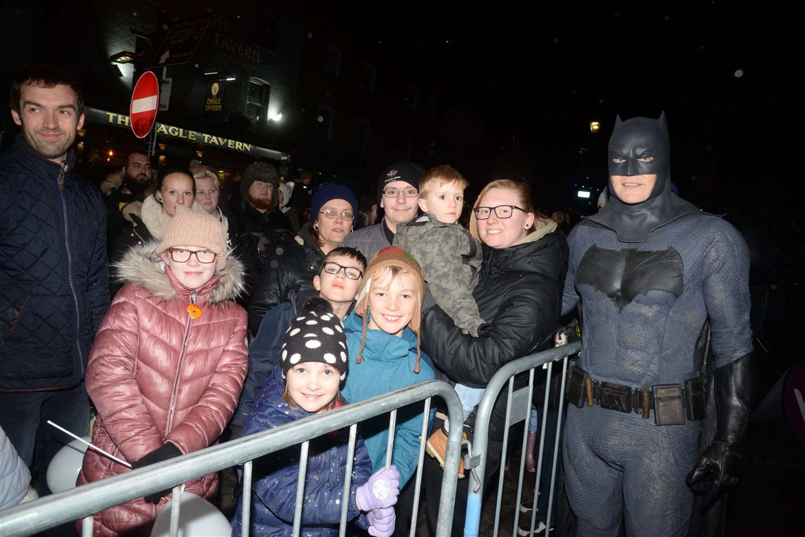 Batman meets some fans. Picture: Chris Davey