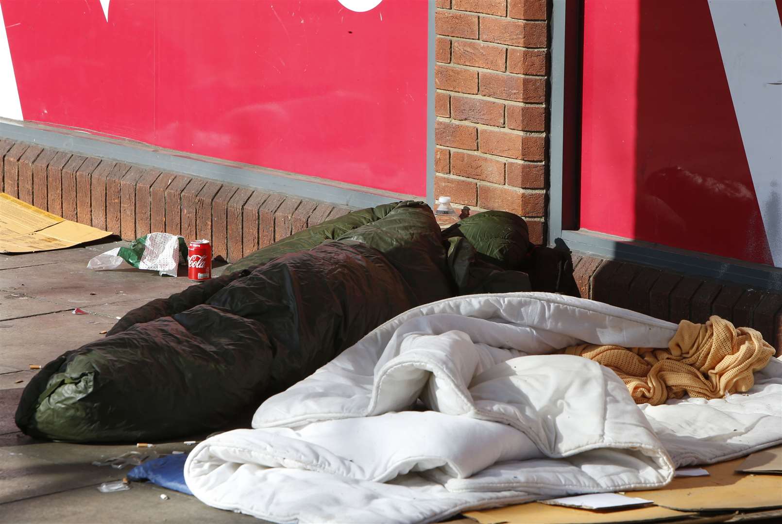 A homeless person pictured sleeping rough in Canterbury last week
