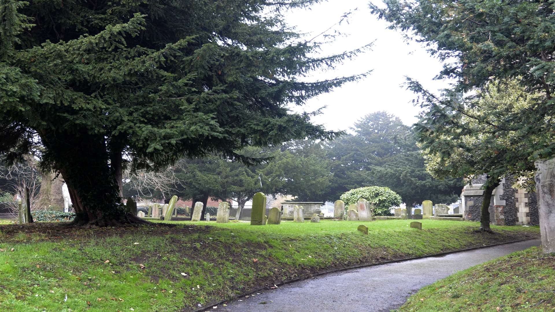 The graveyard outside St Michael's Church in Sittingbourne