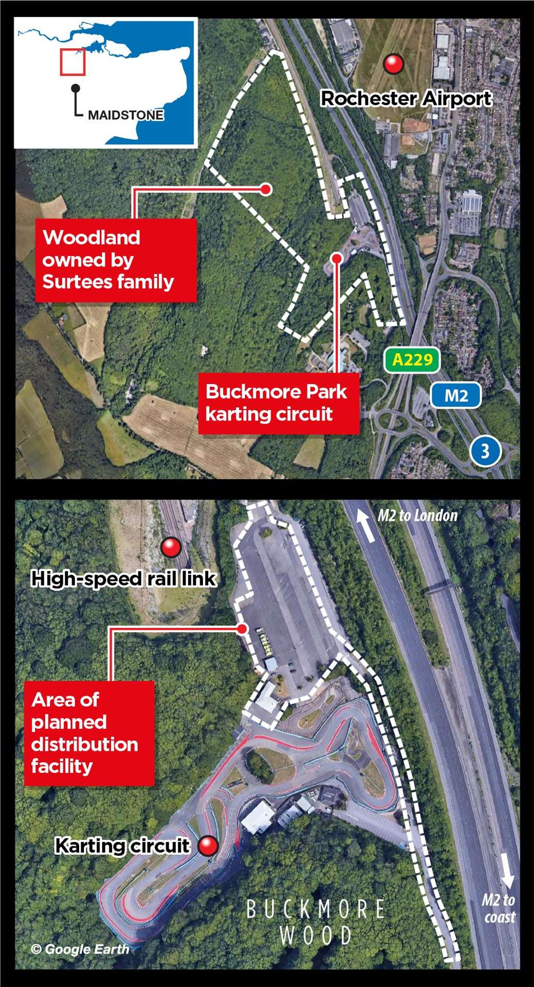 The Surtees family owns a large part of the woodland surrounding Buckmore; plans submitted earlier this year would have seen the existing paddock area turned into a distribution facility if approved. Buckmore bosses had previously discussed plans with the council for a 25,000 sq ft warehouse on the plot