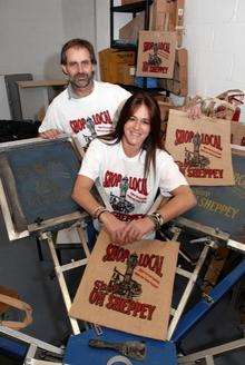Matt and Jane Brown with their promotional bags