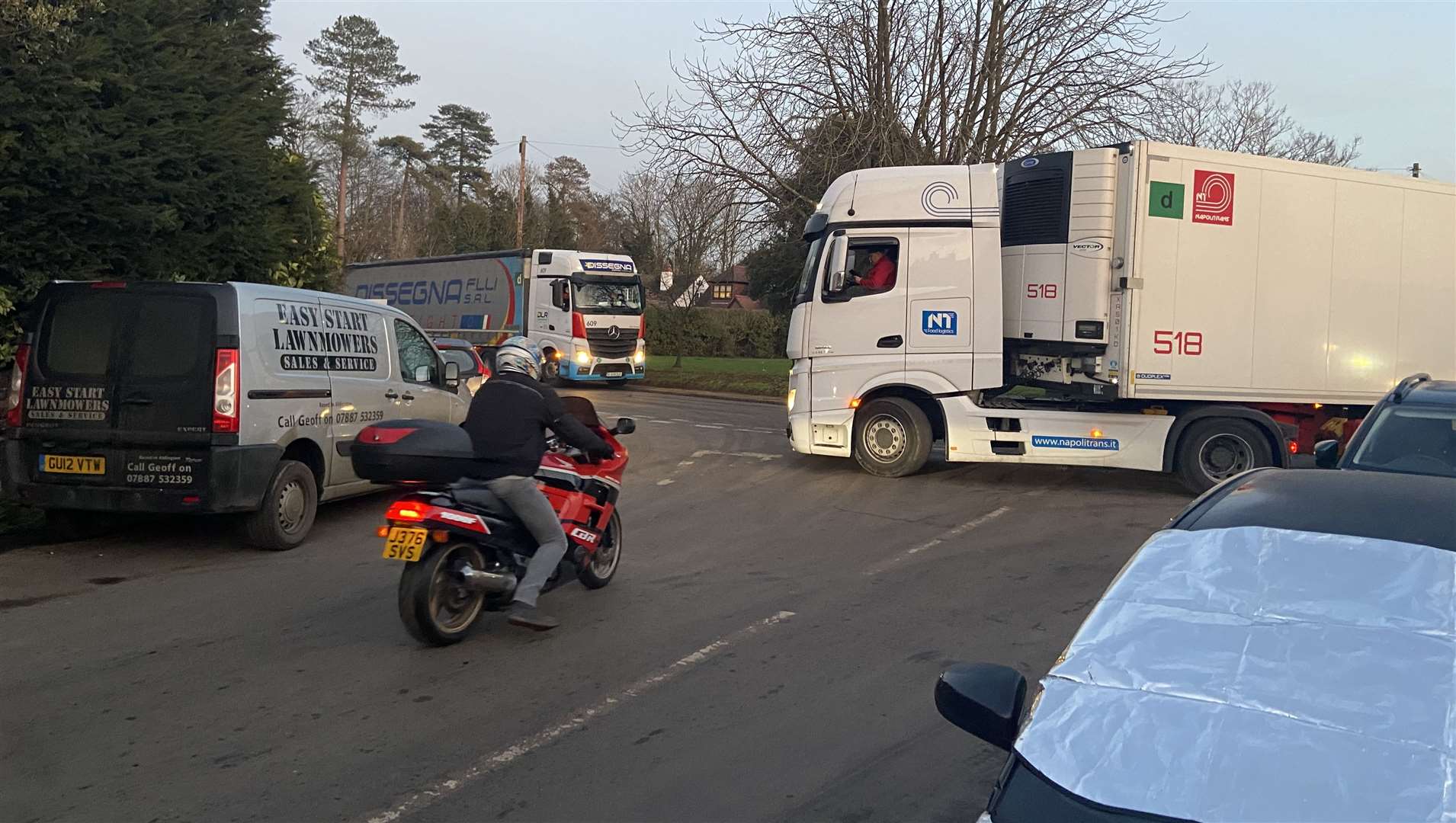 Lorries blocked the village in January after drivers were given the wrong postcode. Picture: Stewart Ross
