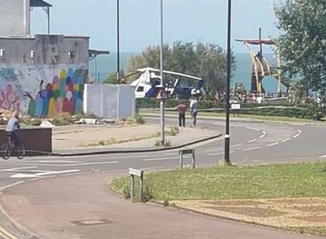 The air ambulance at the scene in Cliftonville