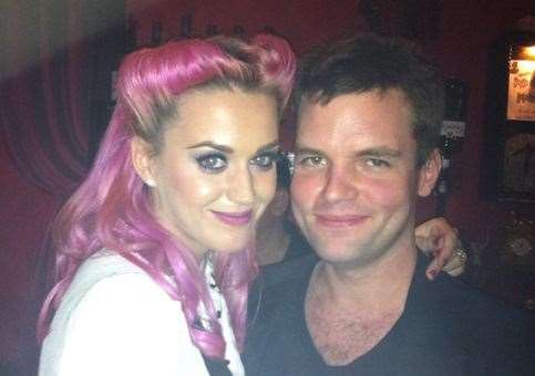 Chris Harding with singer Katy Perry at a private party. Picture: Chris Harding