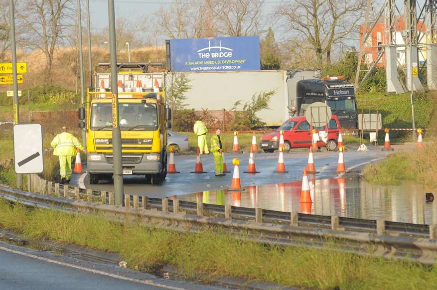 Bob Dunn way A206 closed due to flooding