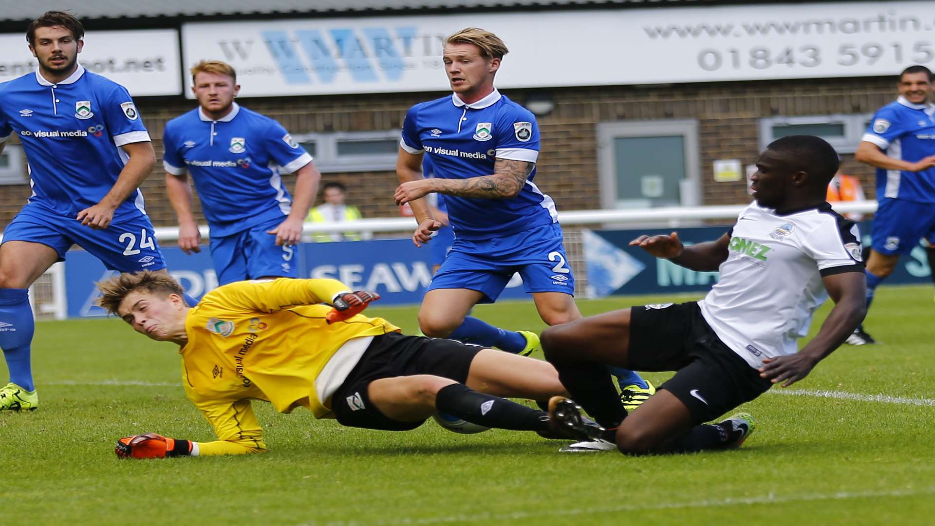Dover's Moses Emmanuel foiled by North Ferriby keeper Rory Watson