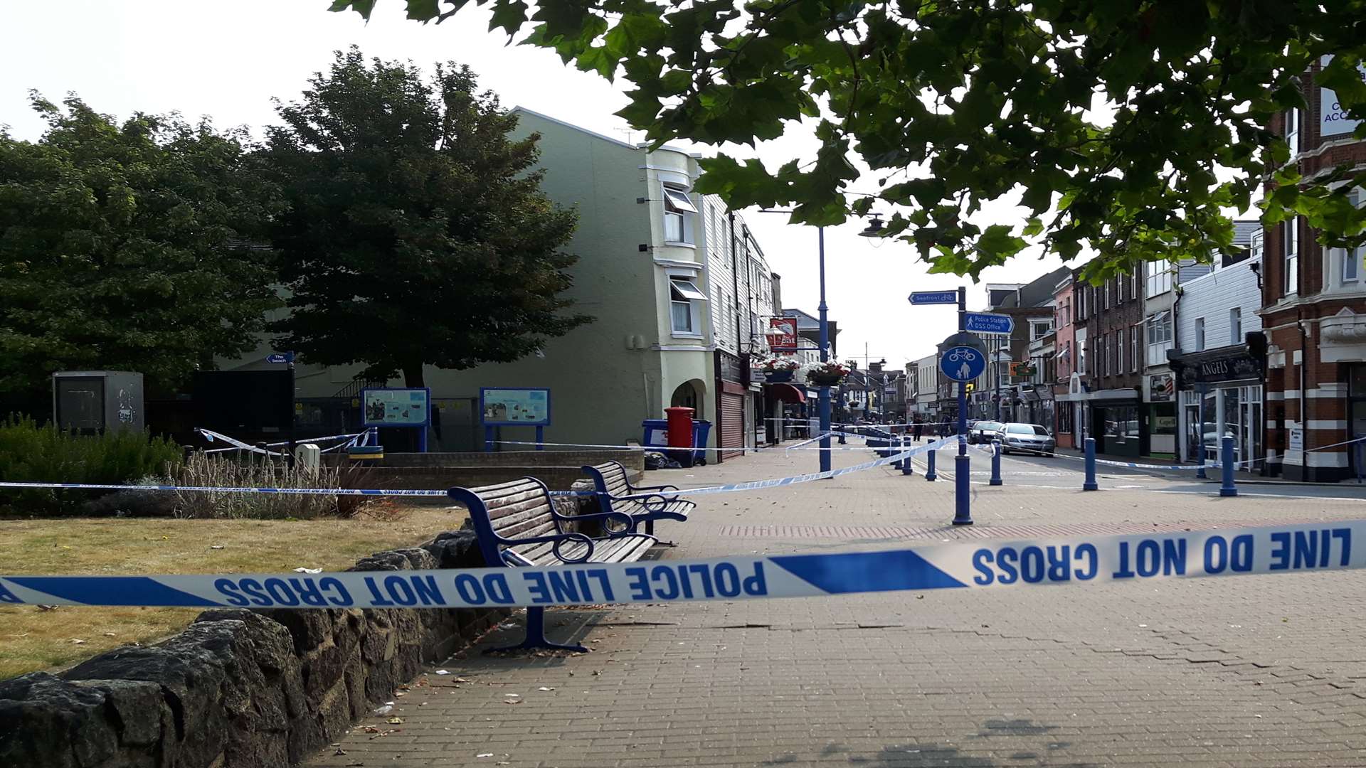 A large section of the high street was taped off by police