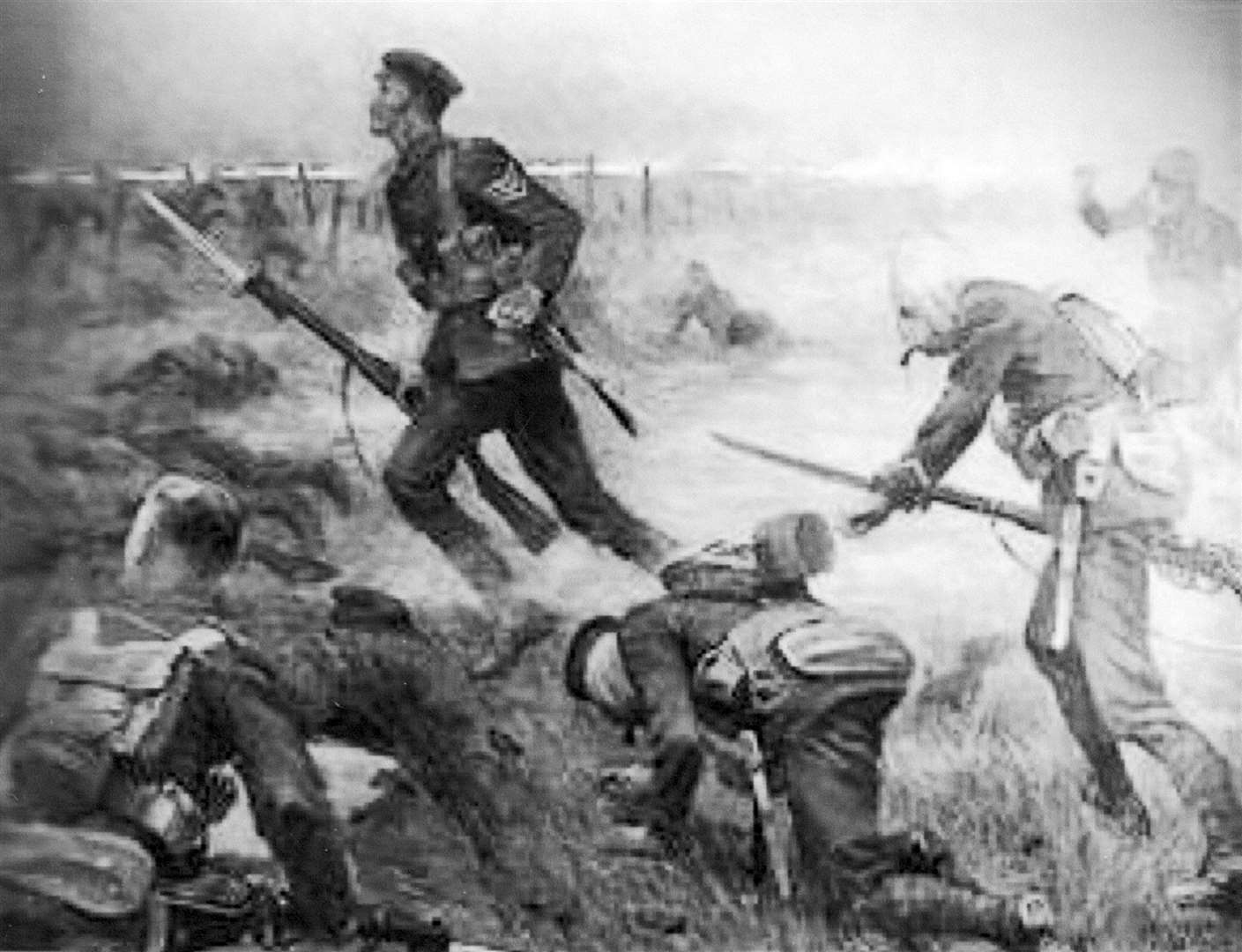 Sgt Harry Wells, a former farm boy from Herne, won the Victoria Cross despite losing two fingers in an accident. He is seen here in battle. Picture: Emma Howe